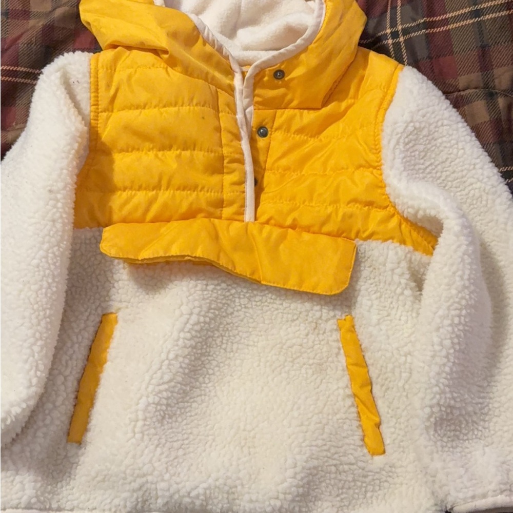 Yellow and White Sherpa Pullover